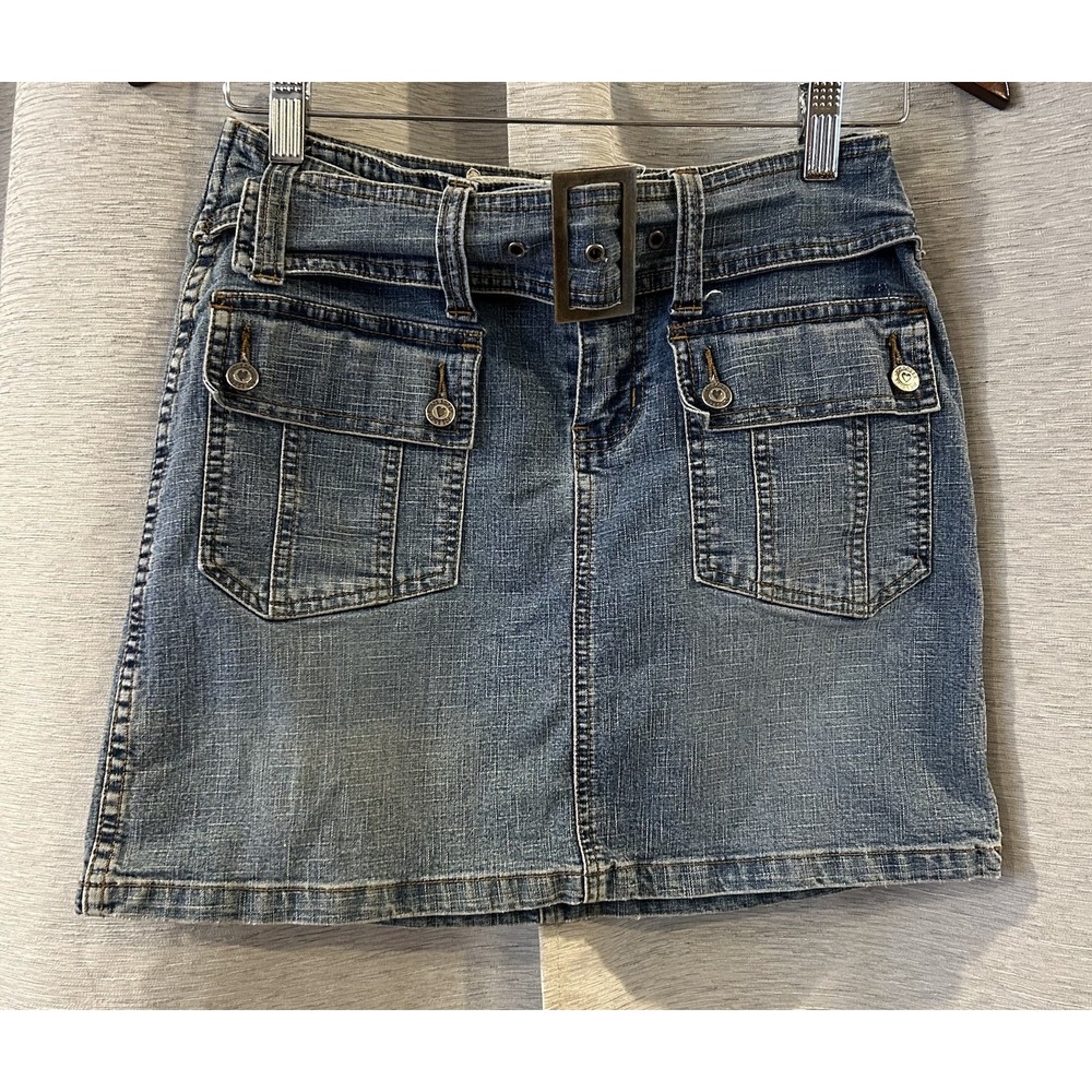 Y2K Ultra Mini Denim Skirt Buckle Belted‎ Grunge Summer Utility Punk 90s Size 5